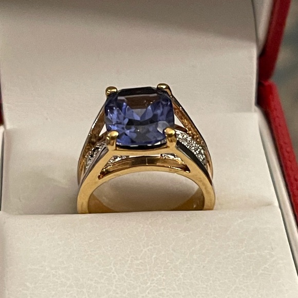 Lab sapphire doublet gold vermeil ring - Picture 15 of 15